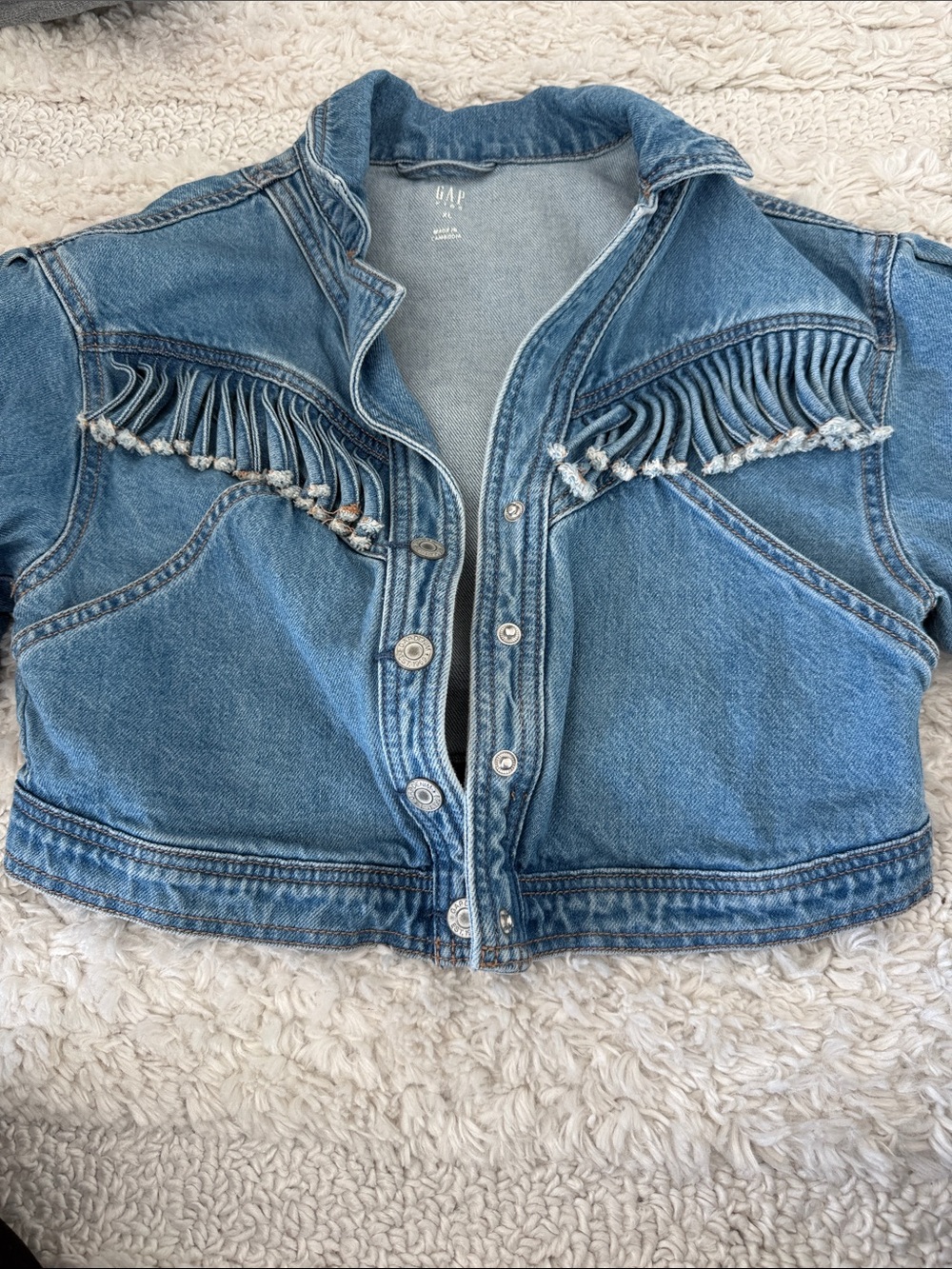 GAP Light Blue Denim Fringe Jean Jacket for Kids